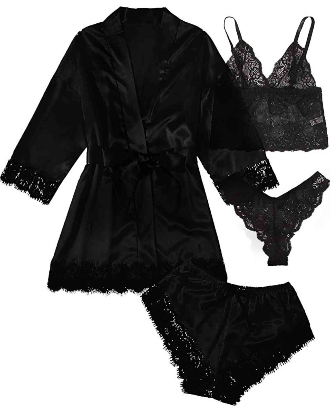 Satin Pamas for Women - Sexy Lace Ladies Home Service Suits, Casual Sleepwear