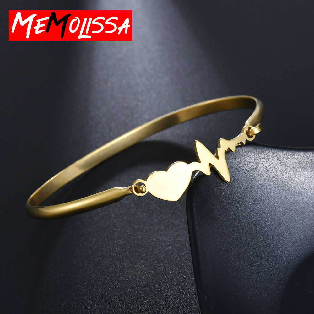 Stainless Steel Heartbeat Cardiogram Bangle Women Bracelets Gold Color Bangles Special Gifts for Nurse Doctor Girlfriend Q0719
Stainless Steel Heartbeat Cardiogram Bangle Women Bracelets Gold Color Bangles Special Gifts for Nurse Doctor Girlfriend Q0719