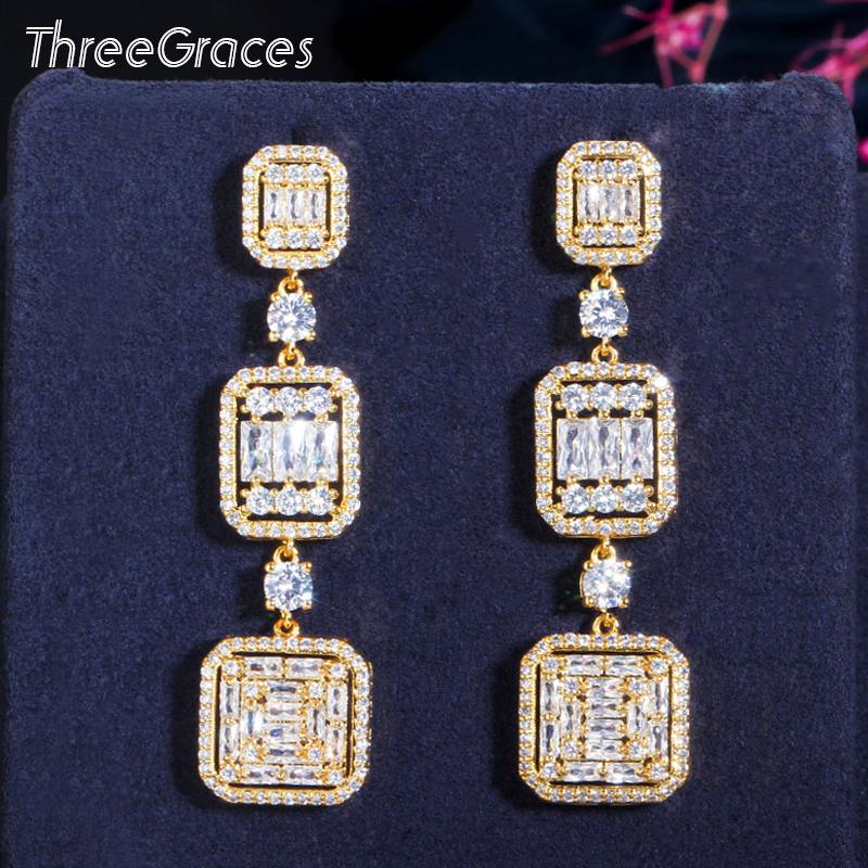 Dangle & Chandelier ThreeGraces Trendy Gold Color Long Drop Earrings For Women Shiny White CZ Crystal Bridal Wedding Engagement Jewelry ER63, Silver
Dangle & Chandelier ThreeGraces Trendy Gold Color Long Drop Earrings For Women Shiny White CZ Crystal Bridal Wedding Engagement Jewelry ER63, Silver