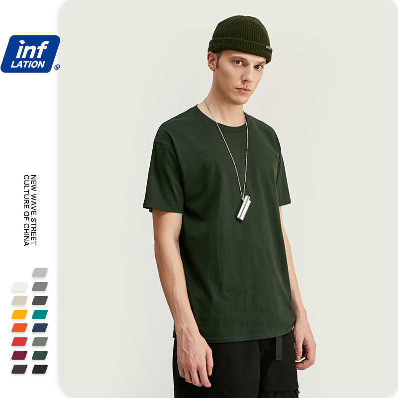 INFLATION Package Sale Plus size fashion men tshirts 100% Cotton O-Neck Men's Plain T shirt 25 Solid Colors T-shirt 035S16 210629
