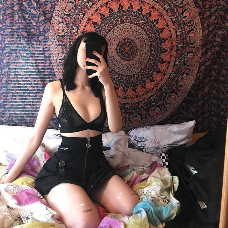 Gothic Traf High-waisted Pleated Skirt Y2k Harajuku Vintage Aesthetic Women Moto & Biker Skirts For E Girl Punk Clothing 82105 210712wtt