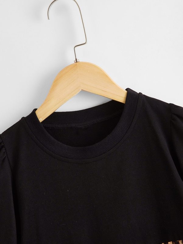 Toddler Girls Contrast Leopard Panel Dress SHE