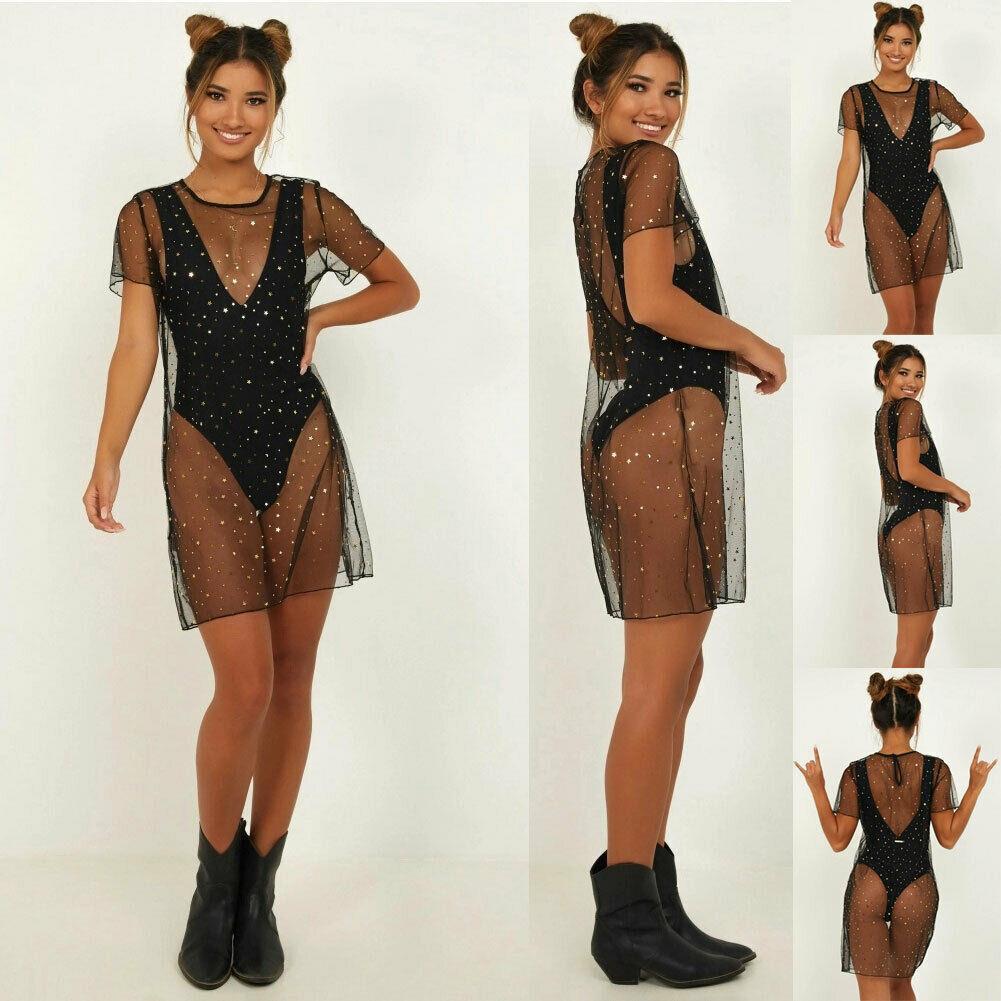 women 1pc dress swimwear cover up sequined mesh natural above knee/ mini bikini swimsuit beach, Black;gray
women 1pc dress swimwear cover up sequined mesh natural above knee/ mini bikini swimsuit beach, Black;gray