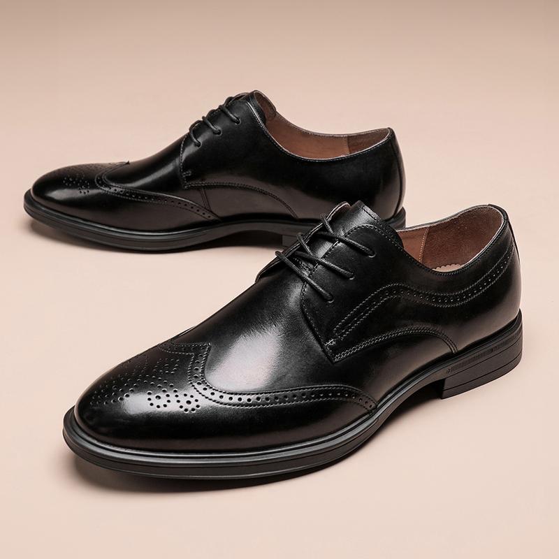 Dress Shoes High End Men's Cow Leather British Brogue Business Casual Derby Leisure Man, Black
Dress Shoes High End Men's Cow Leather British Brogue Business Casual Derby Leisure Man, Black