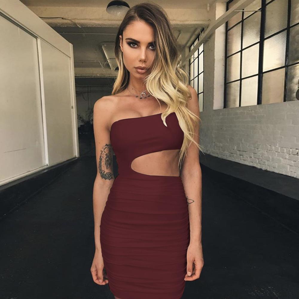 Off Shoulder Sexy Bodycon Bandage Dress Women Sexy Strapless Long Sleeve Hollow Out Party Dresses Vestidos Summer Dress 210419