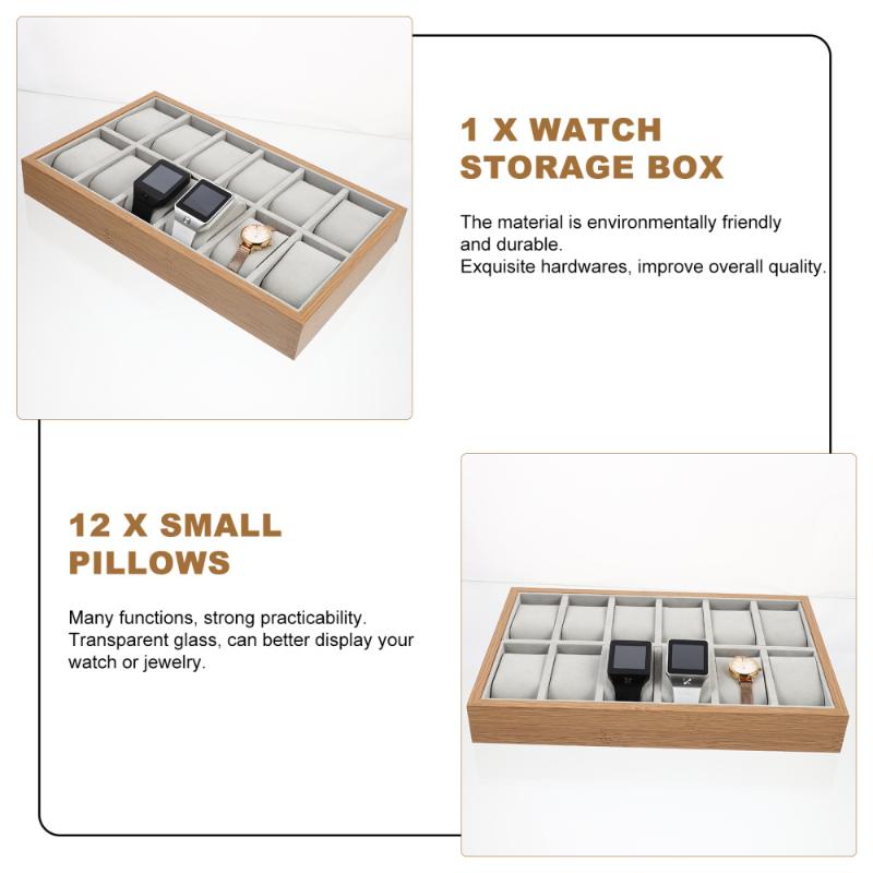 Watch Boxes Cases Display Box 12 Grid Wristwatch Storage Case Organizer Holder With Pillow