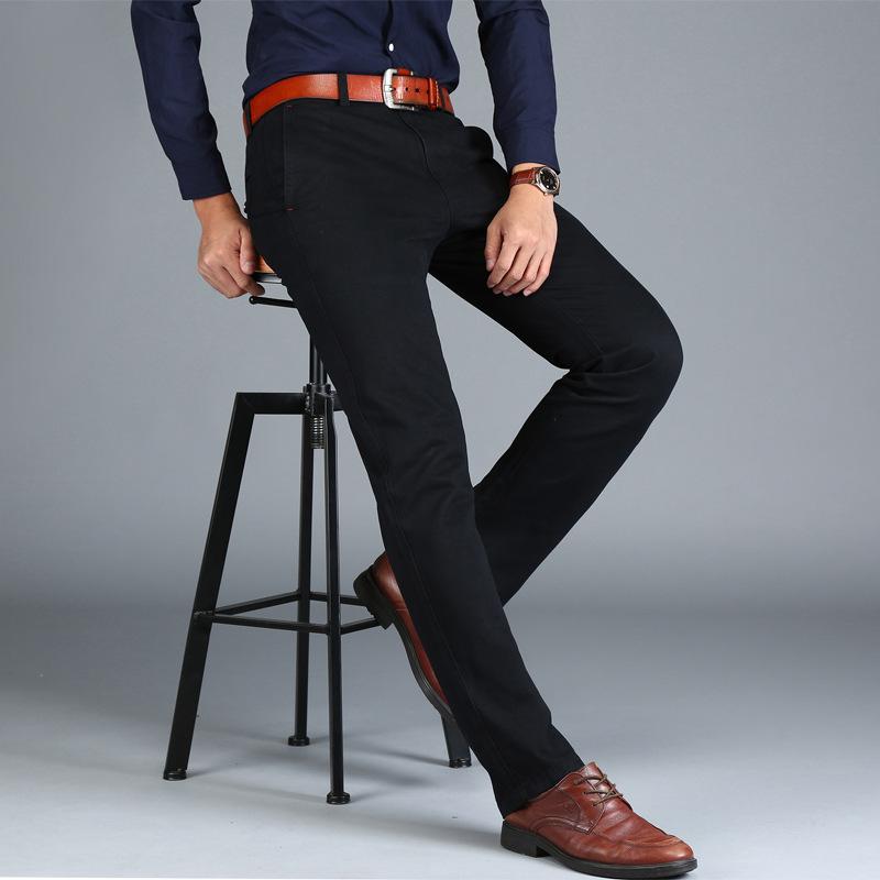 Men's Pants 2021 Summer Men Business Casual Cotton Khaki Man Spring Autumn Black Blue Work Pant Army Green Straight Long Trousers