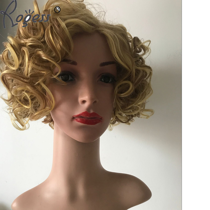 Fashion Short Curly Synthetic BOB wig Blond Natural Wave Hair wigs for women