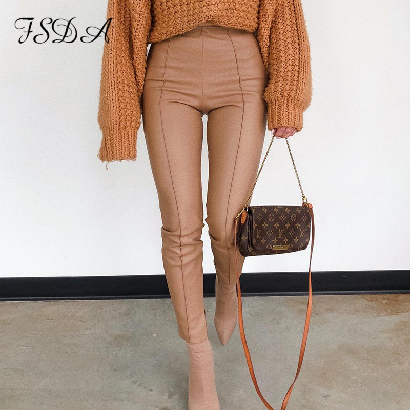 2021 fashion pu leather pants khaki women casual zip up pencil trouser autumn winter ladies high waist pant design, Black;white
2021 fashion pu leather pants khaki women casual zip up pencil trouser autumn winter ladies high waist pant design, Black;white