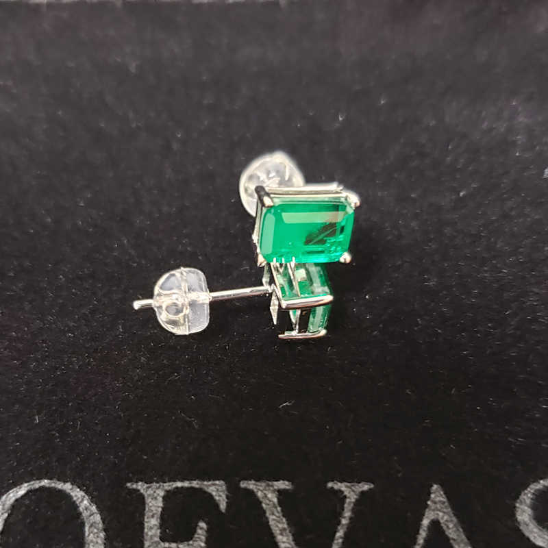 OVEAS Elegant Vintage simulation emerald Stud earrings for women Top quality 925 Sterling Silver Green Zircon Party Jewelry Gift 210609