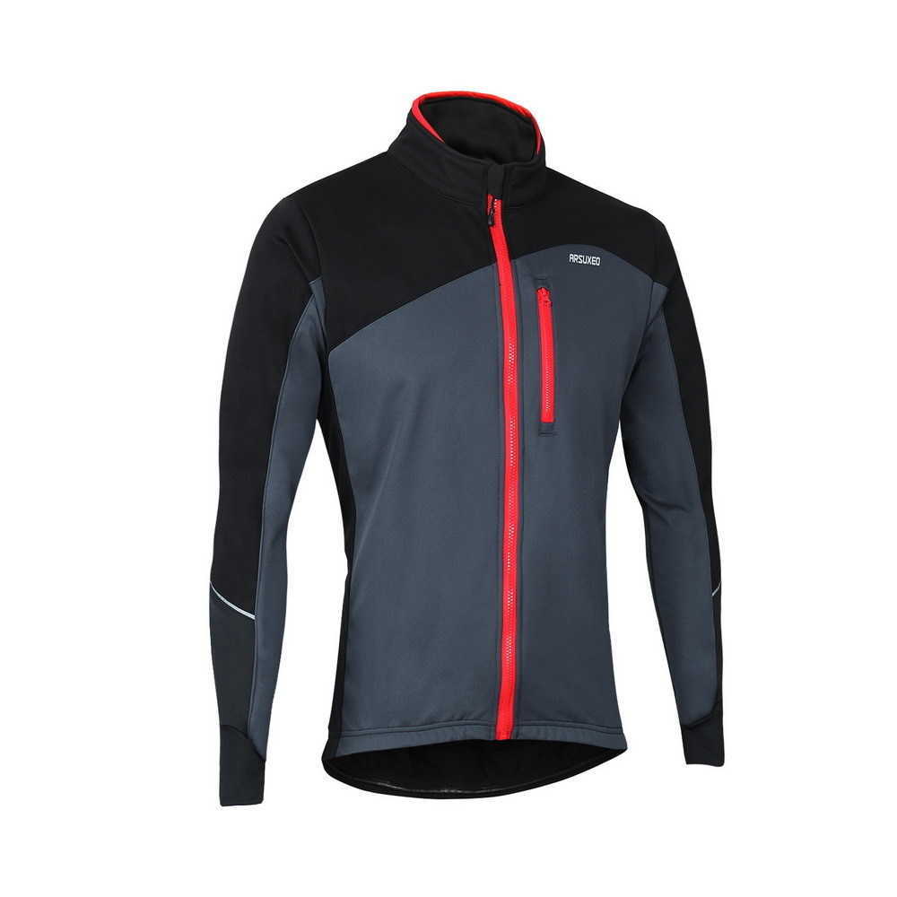 ARSUXEO Men Winter Cycling Jacket Thermal Fleece MTB Bike Jacket Windproof Waterproof Bicycle Sofeshell Coat Warm Reflective 17D T200502