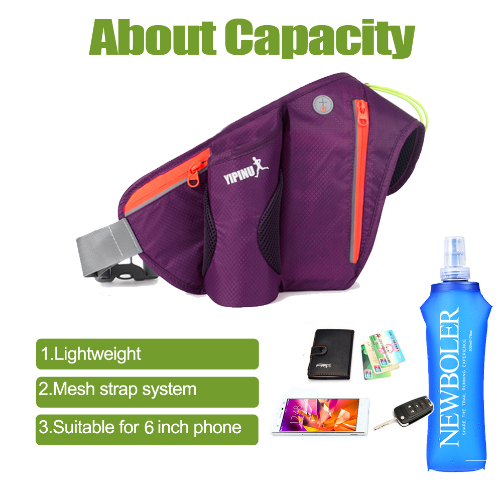 Belt Bags 4 Colors Women Men Running Jogging Cycling Waist Pack Sports Runner Bag Water 500ml Soft Flask Holder