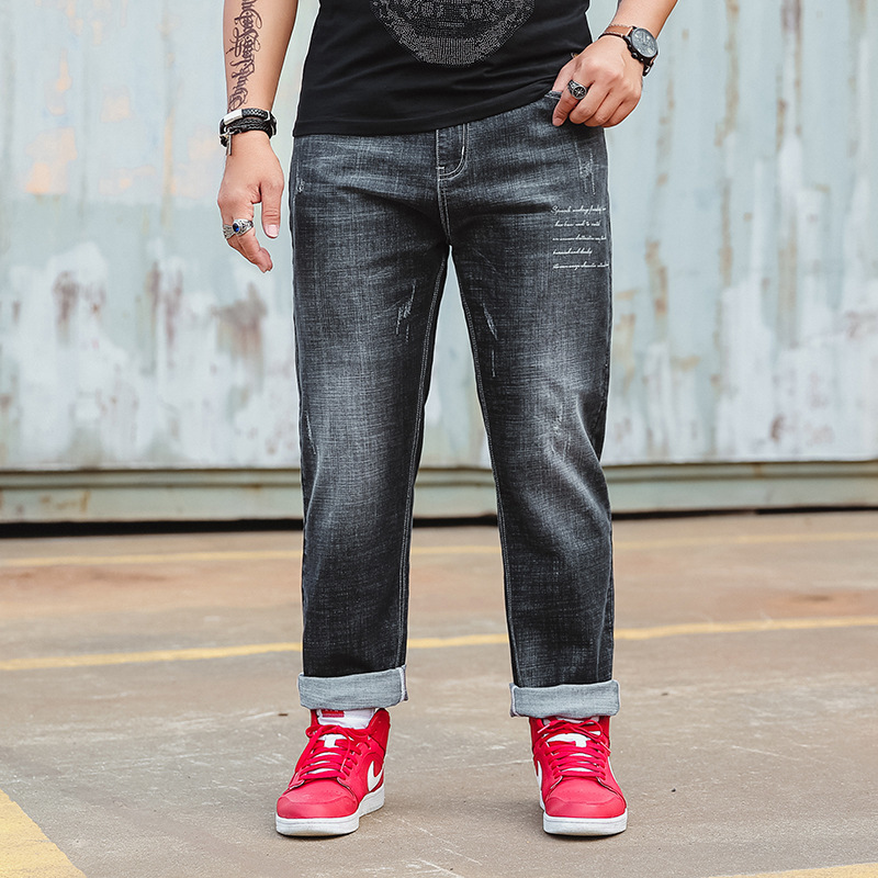 Jeans Men Large Size Loose Fit Stretch Denim Trousers Big Fat Male Cowboy Pants 42 44 Oversized Plus Size 4XL 5XL 6XL 210518