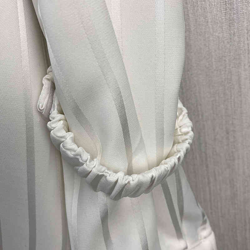 VGH Casual Patchwork Diamond Striped Blouse For Women Lapel Long Sleeve Loose White Shirts Female Fashion New Clothing Fall 210421