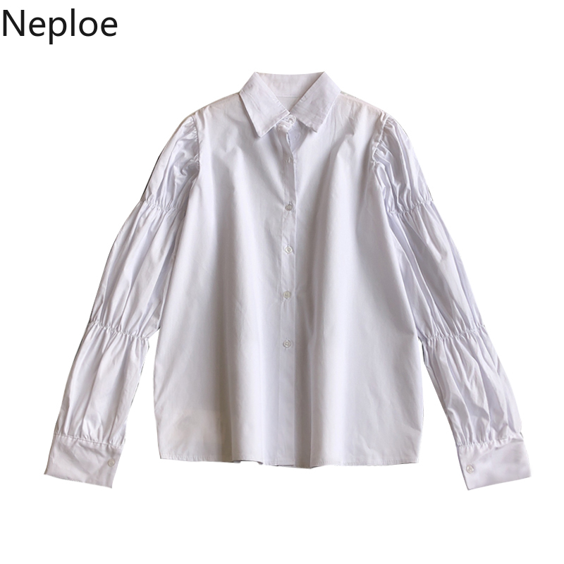 Neploe White Shirts Korean Puff Long Sleeve Tops Women's Clothes Chic Vintage Blouses Office Elegant Bluses Mujer De Moda 210422
