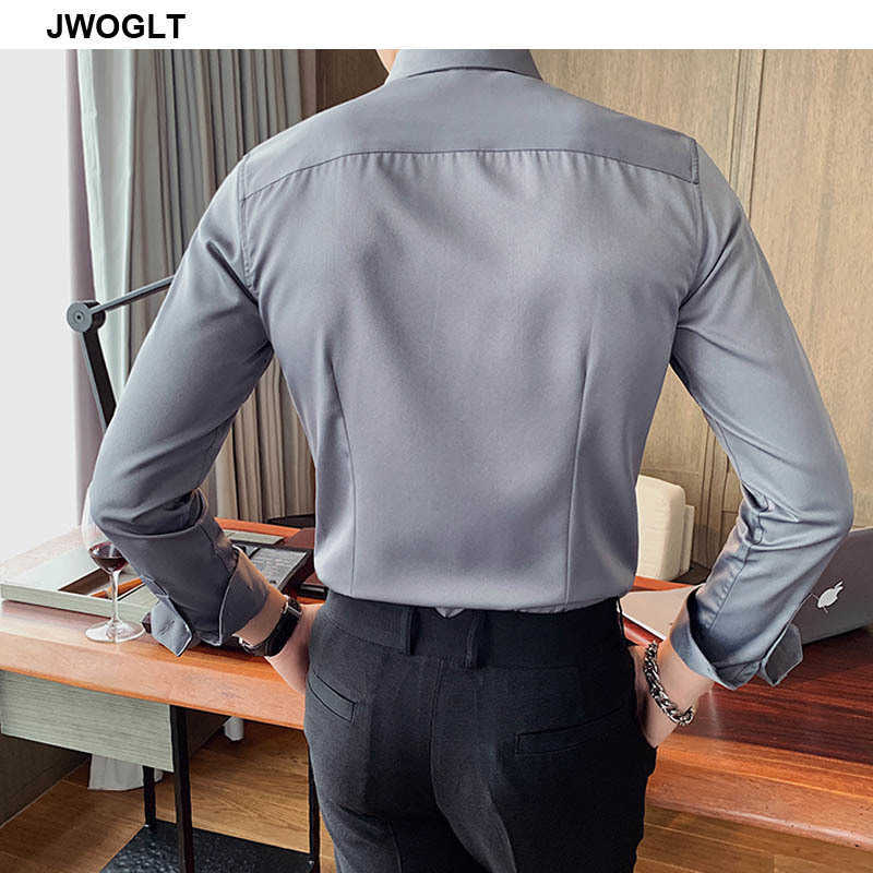 40kg-75kg Men's All-Match Long-sleeved Blouse Slim Fitting Shirts British Casual Fashion Shirt White Asian Size 210528