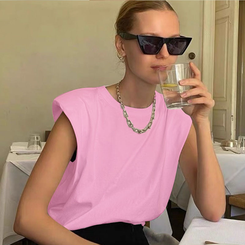 Summer Tees T-shirt Women Tops Casual Solid Sleeveless Regular Outwear Sexy Slim Office t-shirts Women Tops Blusas Female 210406