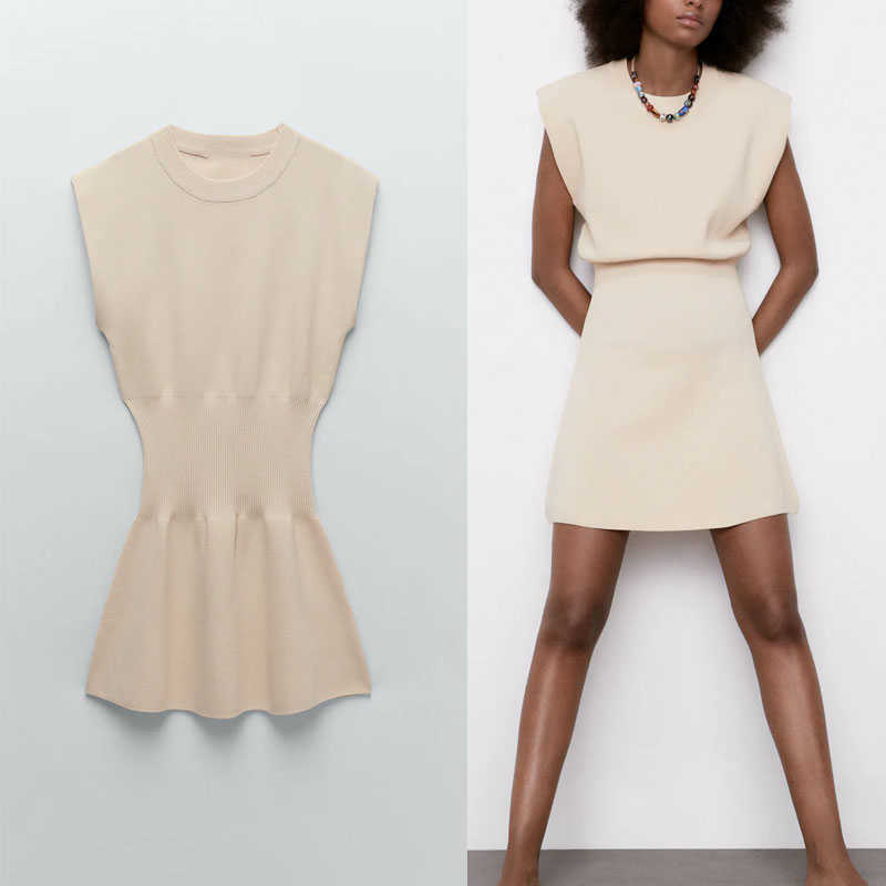 Za Knit Mini Dress Women Sleeveless O Neck Elegant Summer Dress Chic Ruched Elastic Waist Woman Vintage Knitted Dresses 210602, As picture
Za Knit Mini Dress Women Sleeveless O Neck Elegant Summer Dress Chic Ruched Elastic Waist Woman Vintage Knitted Dresses 210602, As picture