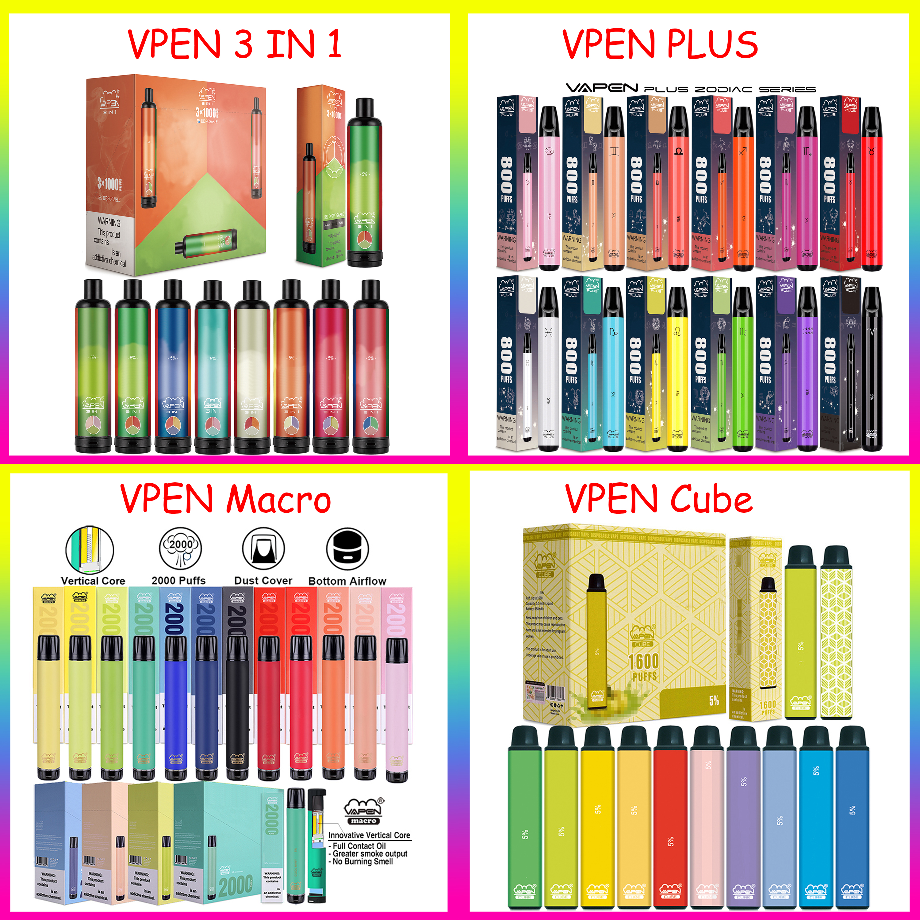 Original VAPEN PULS CUBE Macro 3 IN 1 Disposable Vape Pen e Cigarette 800 1600 2000 3000 puffs 650 mAh Battery 12 Colors available 650mAh Ca
Original VAPEN PULS CUBE Macro 3 IN 1 Disposable Vape Pen e Cigarette 800 1600 2000 3000 puffs 650 mAh Battery 12 Colors available 650mAh Ca