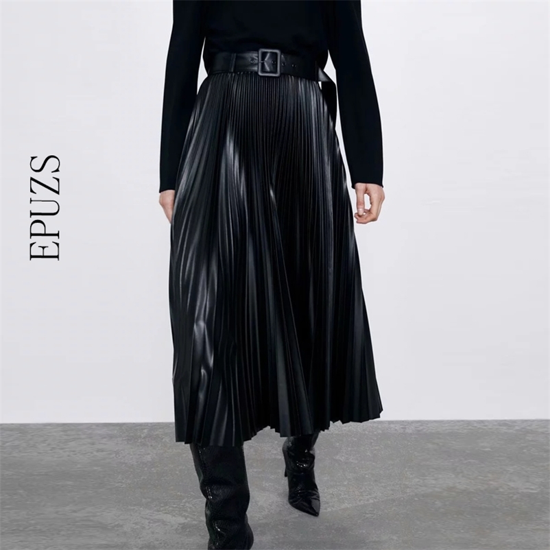 Winter high waist PU leather skirts womens Pleated casual bow chic office long Streetwear ladies black 210521
Winter high waist PU leather skirts womens Pleated casual bow chic office long Streetwear ladies black 210521