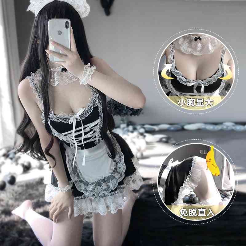 High quality Lingerie Sexy Maid uniform role play lace deep V hollow out fun suit, Black
High quality Lingerie Sexy Maid uniform role play lace deep V hollow out fun suit, Black