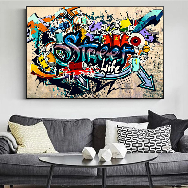 Artwork Graffiti Art Street Pop Posters Canvas Painting Posters and Prints Cuadros Living Room Home Decoration Wall Art