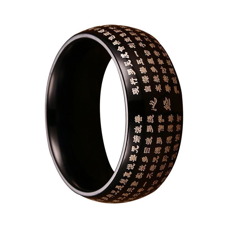 Cluster Rings 8MM Buddhist Religious Style Ring Men's Vacuum Plating High Polished Stainless Steel Scriptures Design, Golden;silver
Cluster Rings 8MM Buddhist Religious Style Ring Men's Vacuum Plating High Polished Stainless Steel Scriptures Design, Golden;silver