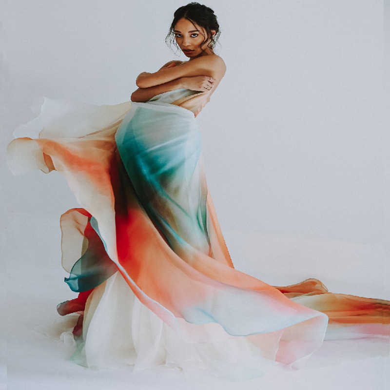 Women Dress Rainbow Printed Maxi es Strapless Backless Sexy High Waist Large Hem Plus Size Party es 210524