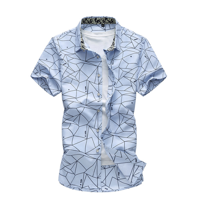 Summer New High Quality Men's Shirts Short Sleeve Printed Casual Slim Fit Social Men Shirt Big Size XXXXL XXXXXL XXXXXXL 7XL 210412