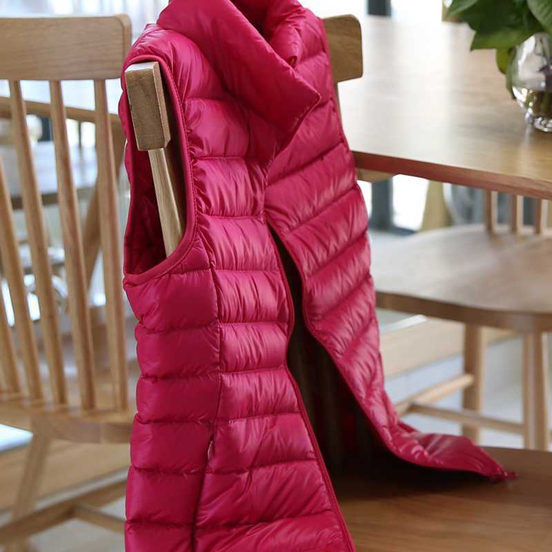Women Ultra Light Down Vest Winter Warm Plus Size 4XL White duck down Jacket Female Vests Stand collar Sleeveless Waistcoat 211013