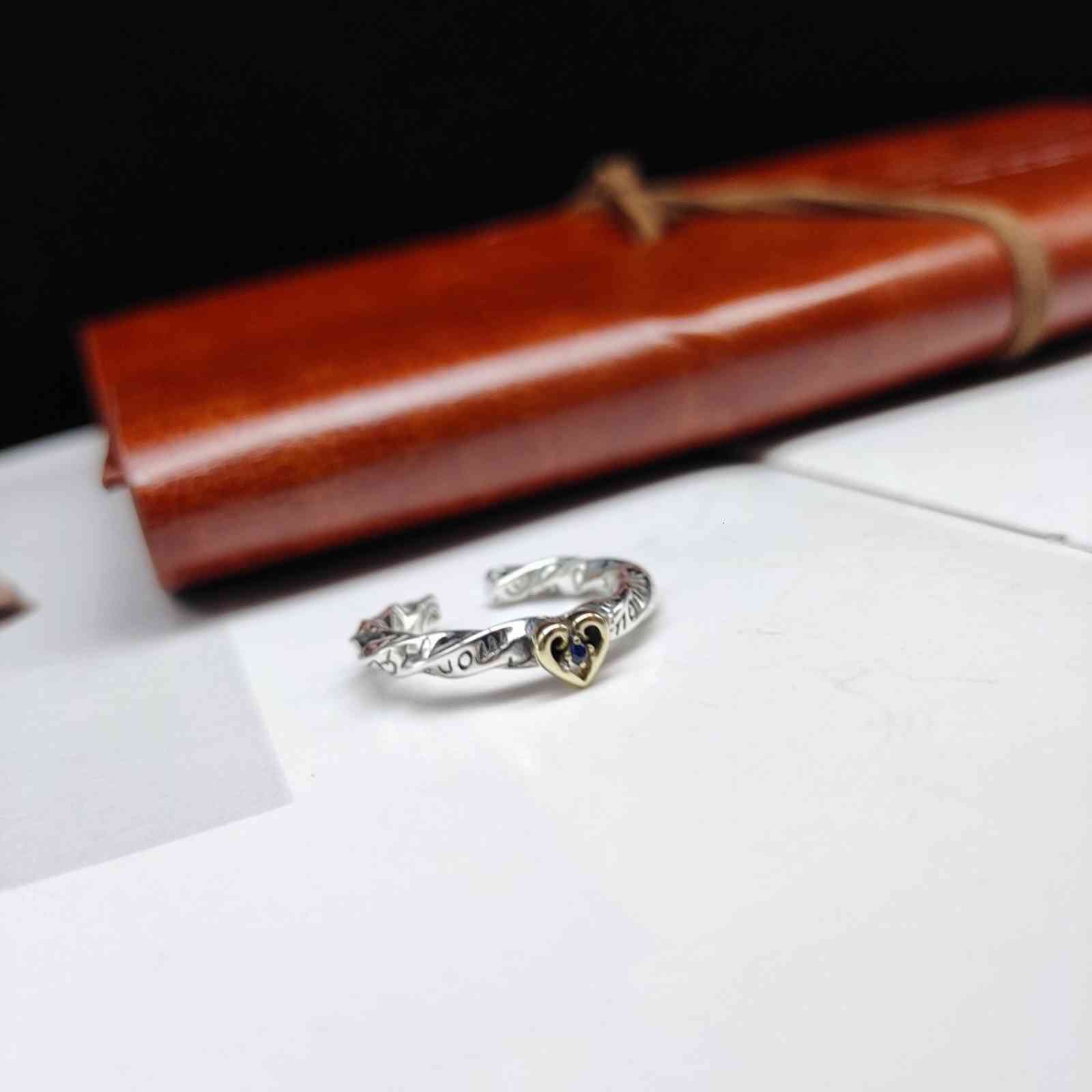 Thai Silver Korea East Gate Ins Cold Wind English Letters Smiling Face Graffiti Ring Female Love Tide
