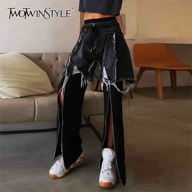 Patchwork Tassel Hole Jeans For Women High Waist Lace Up Wide Leg Casual Streetwear Pants Female Fashion 210521, Khaki
Patchwork Tassel Hole Jeans For Women High Waist Lace Up Wide Leg Casual Streetwear Pants Female Fashion 210521, Khaki