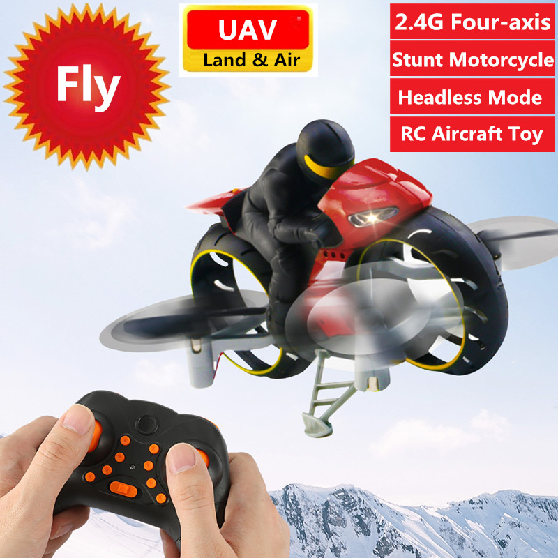 Motorcycle & Aircraft 2 IN 1 Land Air Fly RC Flying Motorcycle Plane 2.4G Remote Control Drones Fly Motorbike RC Stunt Aircrafts
Motorcycle & Aircraft 2 IN 1 Land Air Fly RC Flying Motorcycle Plane 2.4G Remote Control Drones Fly Motorbike RC Stunt Aircrafts