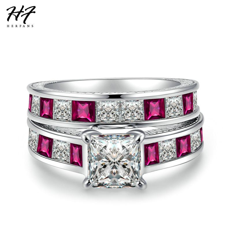 Cluster Rings Luxury Fashion White Gold Color 2 Pieces Ring Sets + Square Rose Red Cubic Zirconia Engagement For Women Sale R632, Golden;silver
Cluster Rings Luxury Fashion White Gold Color 2 Pieces Ring Sets + Square Rose Red Cubic Zirconia Engagement For Women Sale R632, Golden;silver