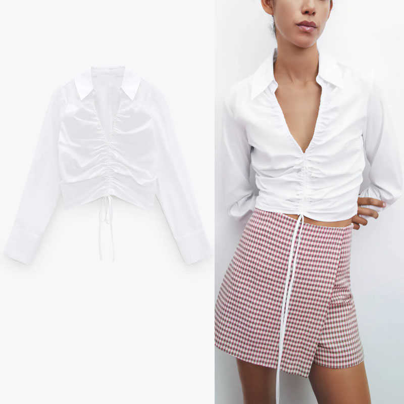 Za White Gathered Poplin Crop Shirt Women Long Sleeve Adjustable Drawstring Ruched Shirts Woman Chic Side Zip Spring Top 210602
Za White Gathered Poplin Crop Shirt Women Long Sleeve Adjustable Drawstring Ruched Shirts Woman Chic Side Zip Spring Top 210602