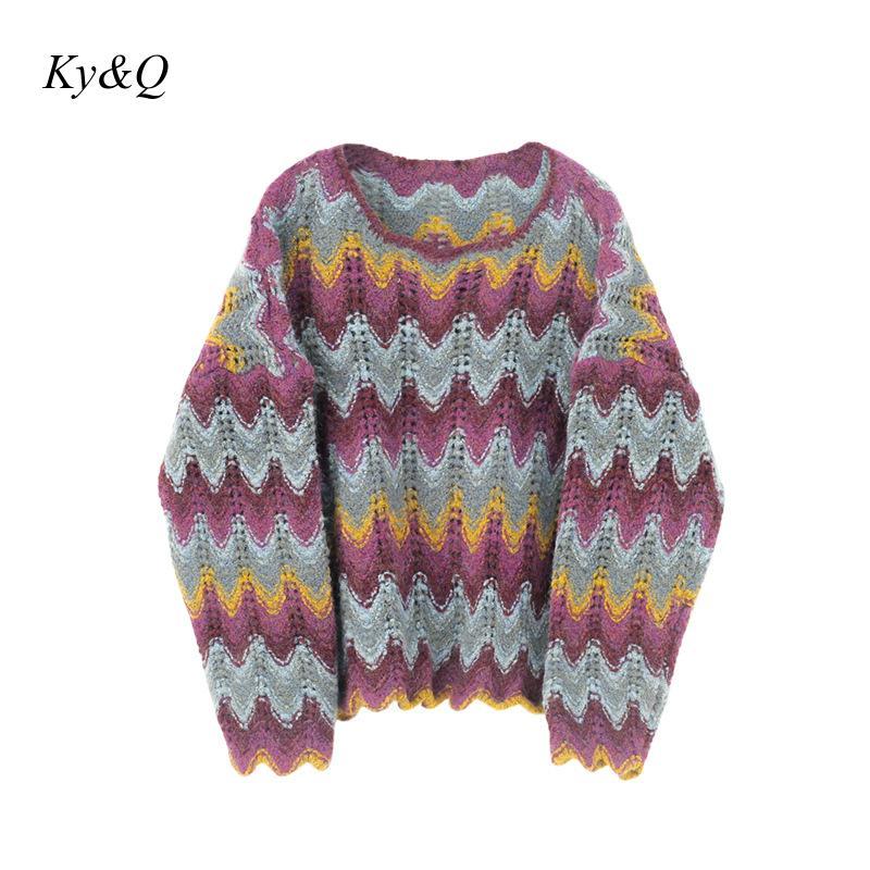Autumn Winter Fashion Women Mohair Striped Wave Sweaters Runway Design Loose Chic High Street Knitted Pullovers Tops Women's, As pic
Autumn Winter Fashion Women Mohair Striped Wave Sweaters Runway Design Loose Chic High Street Knitted Pullovers Tops Women's, As pic