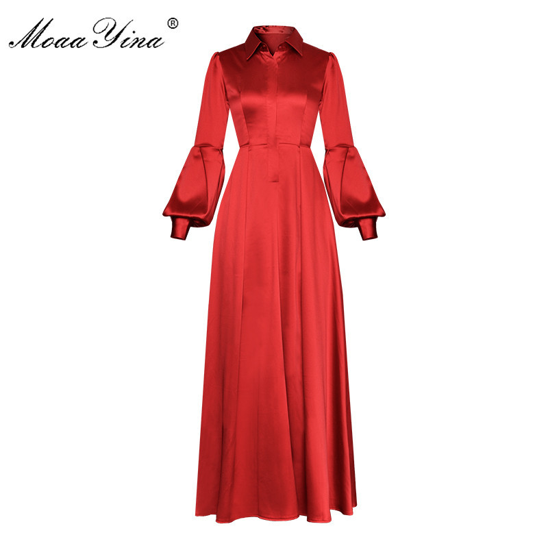 Moaa Yina Fashion Designer Runway dress Spring Summer Women Dress Turn-down Collar Lantern Sleeve Prom Party Elegant Dresses 210524, Red
Moaa Yina Fashion Designer Runway dress Spring Summer Women Dress Turn-down Collar Lantern Sleeve Prom Party Elegant Dresses 210524, Red