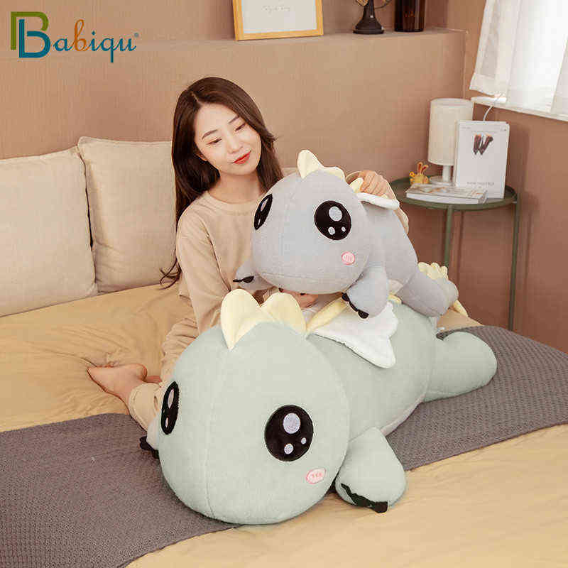 New Huggable Huge Long Cute Dinosaur Plush Toy Soft Cartoon Animal Angel Dragon Stuffed Doll Boyfriend Pillow Kids Birthday Gift AA220314