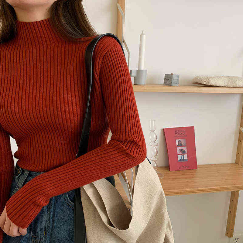 AOSSVIAO chic Autumn winter Sweater Pullovers Women Long Sleeve casual turtleneck warm basic Sweater knit Jumpers top 211123wtt