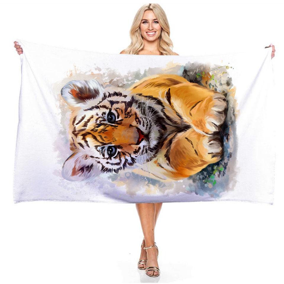 Animal Tiger Bear Panda Beach Towel 3D Digital Printing Rectangular Bath Towels Microfiber Towel4863902