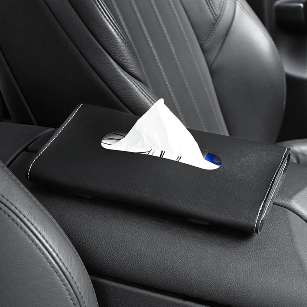 Car Sun Visor Tissue Box Holder Auto Interior Storage Organizer Mask Box Container Decoration For Universal Car Accessories PU Leather