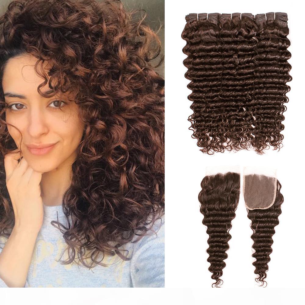 8A Deep Curly Wave Bundles with Closure #4 Medium Brown Brazilian Virgin Hair 3 Bundles With 4x4 Lace Closure Remy Human Hair Extensions, Black;brown
8A Deep Curly Wave Bundles with Closure #4 Medium Brown Brazilian Virgin Hair 3 Bundles With 4x4 Lace Closure Remy Human Hair Extensions, Black;brown