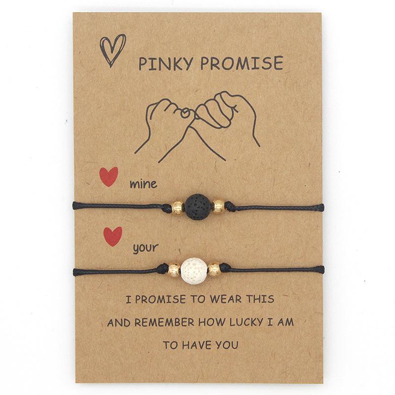 Tennis Pinky Promise Bracelet Volcanic Stone Couples Matching Distance Relationship Bracelets Gifts For Teenage Girls Boys