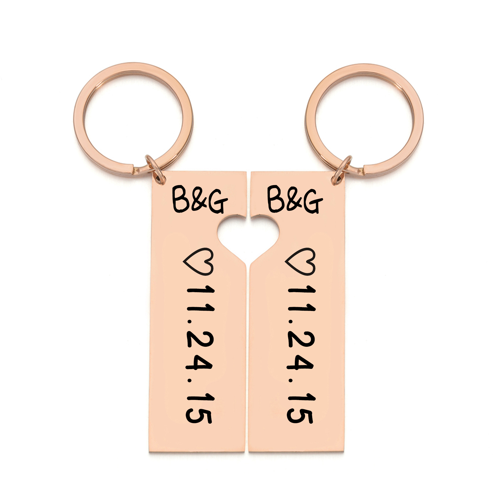 2pcs Custom Heart Keychain Personalized Laser Engrave Name Date Keyring For Couples Girlfriend Boyfriends Key Chain Jewelry Gift
