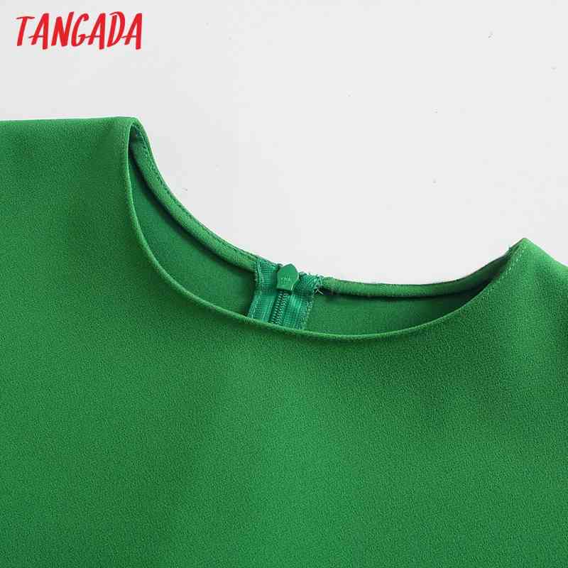 Women Chic Fashion Green Office Elegant Midi Dress Vintage Long Sleeve Zipper Female Dresses Vestidos BE470 210416
