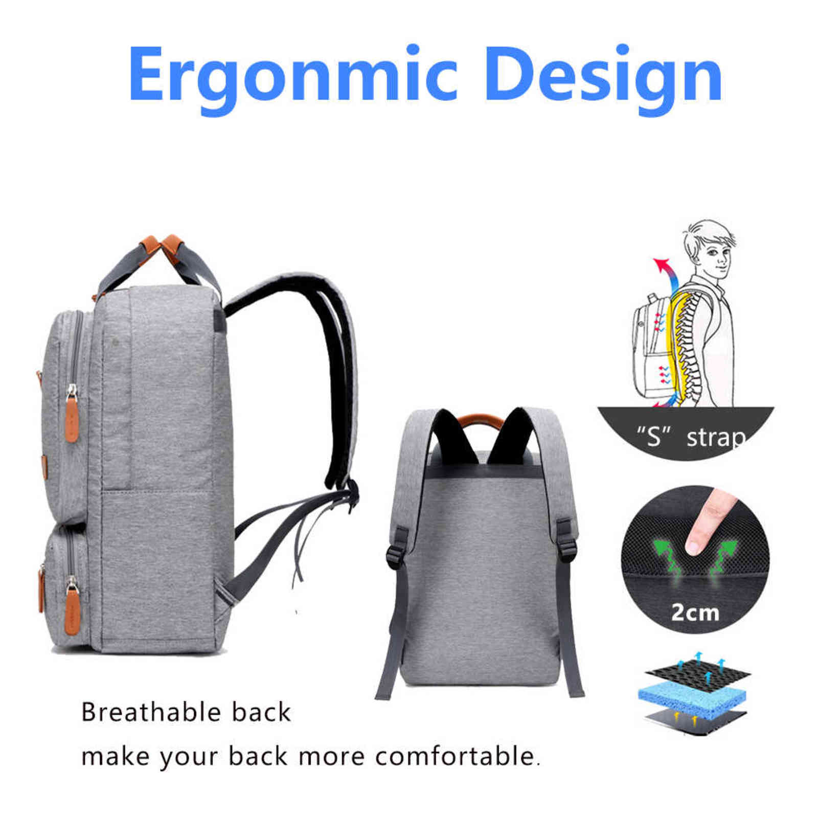 IKE MARTI Casual Men Laptop Backpack 15.6 Inch Waterproof Girl Gray Anti-Theft Woman Junior High School Bag Backpacks 211029