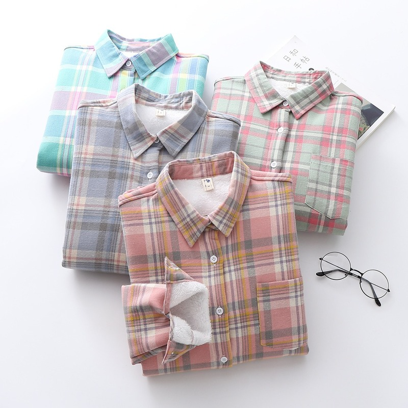 122 Brushed and Cashmere Plaid Shirt Women's Long Sleeve Autumn and Winter New Korean Version Thin and Versatile Warm Thickened Coat, White
122 Brushed and Cashmere Plaid Shirt Women's Long Sleeve Autumn and Winter New Korean Version Thin and Versatile Warm Thickened Coat, White