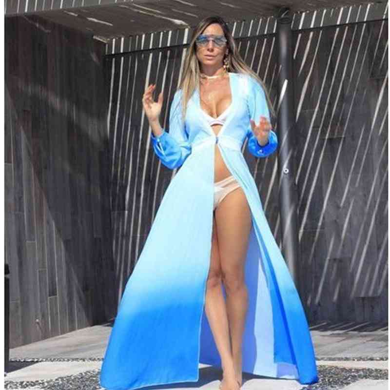 Women Dress Printed Bohemia es Sexy Long Print Floral Maxi Deep V Neck Sleeve Plus Size es 210513