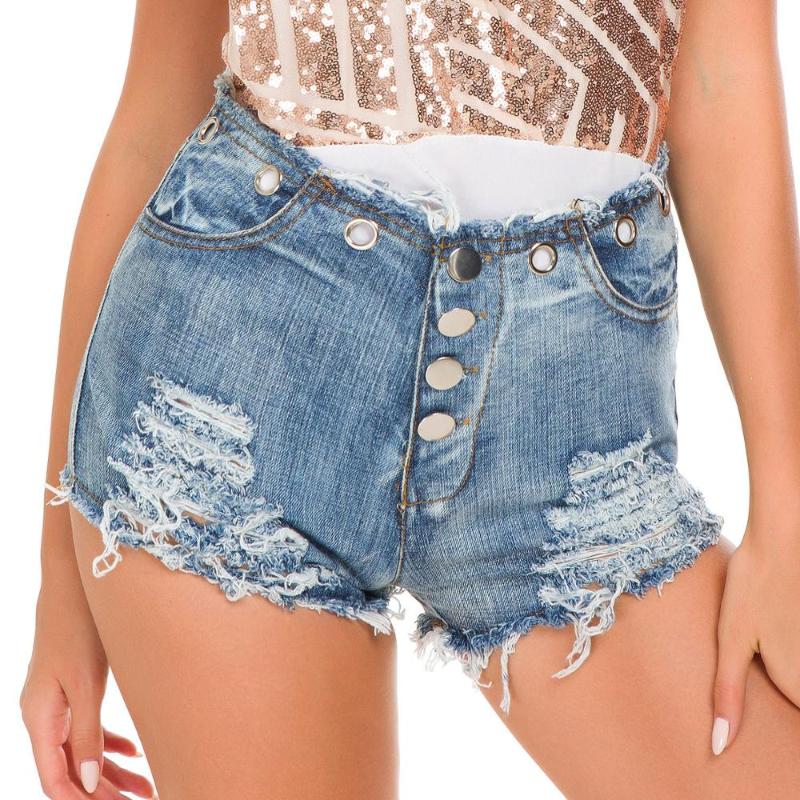 Euramerican Summer Cowgirl Shorts Short Nightclub Women's Sexy Casual High Waist Holes Women Tassel