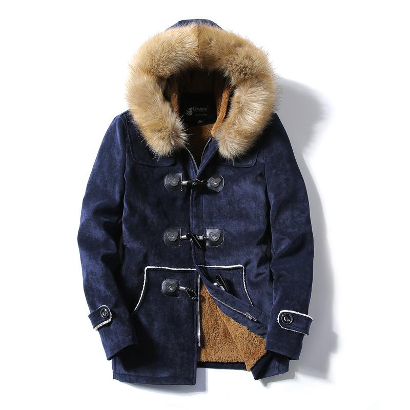Men's Down & Parkas Autumn And Winter Fur Collar Horn Buckle Deer Velvet Leather Coat Long Section Slim Thick Warm Youth Cotton Jacket BY261, Black
Men's Down & Parkas Autumn And Winter Fur Collar Horn Buckle Deer Velvet Leather Coat Long Section Slim Thick Warm Youth Cotton Jacket BY261, Black